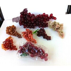 Vintage Faux Fruit Lot of 7 Grape Clusters Floral Decor Movie Stage Props Fruit